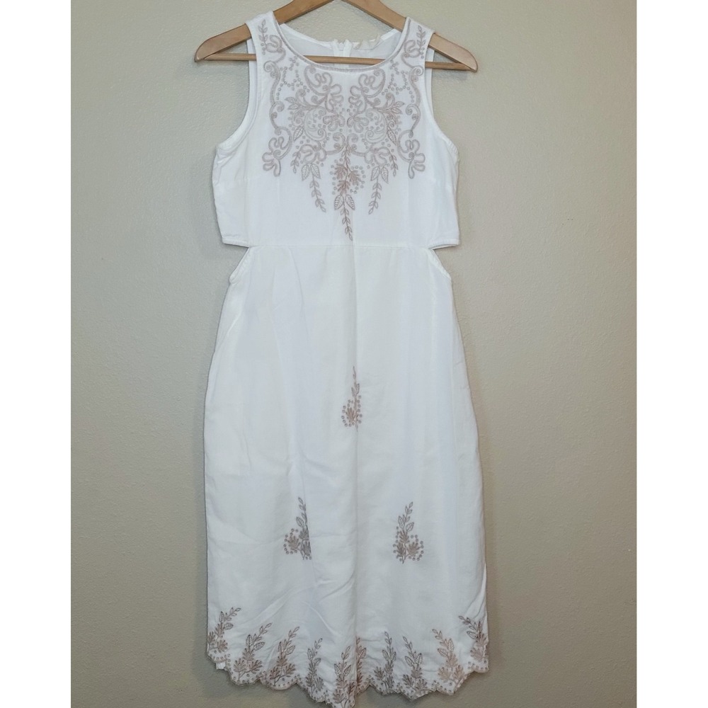 Bombay Paisley Medium Women's Boho Tunic Dress Cotton Linen Blend Cut Out Style